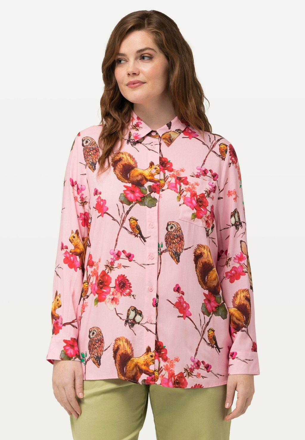 

Рубашка À Manches Longues Avec Motif Forêt Ulla Popken, цвет zartrosa