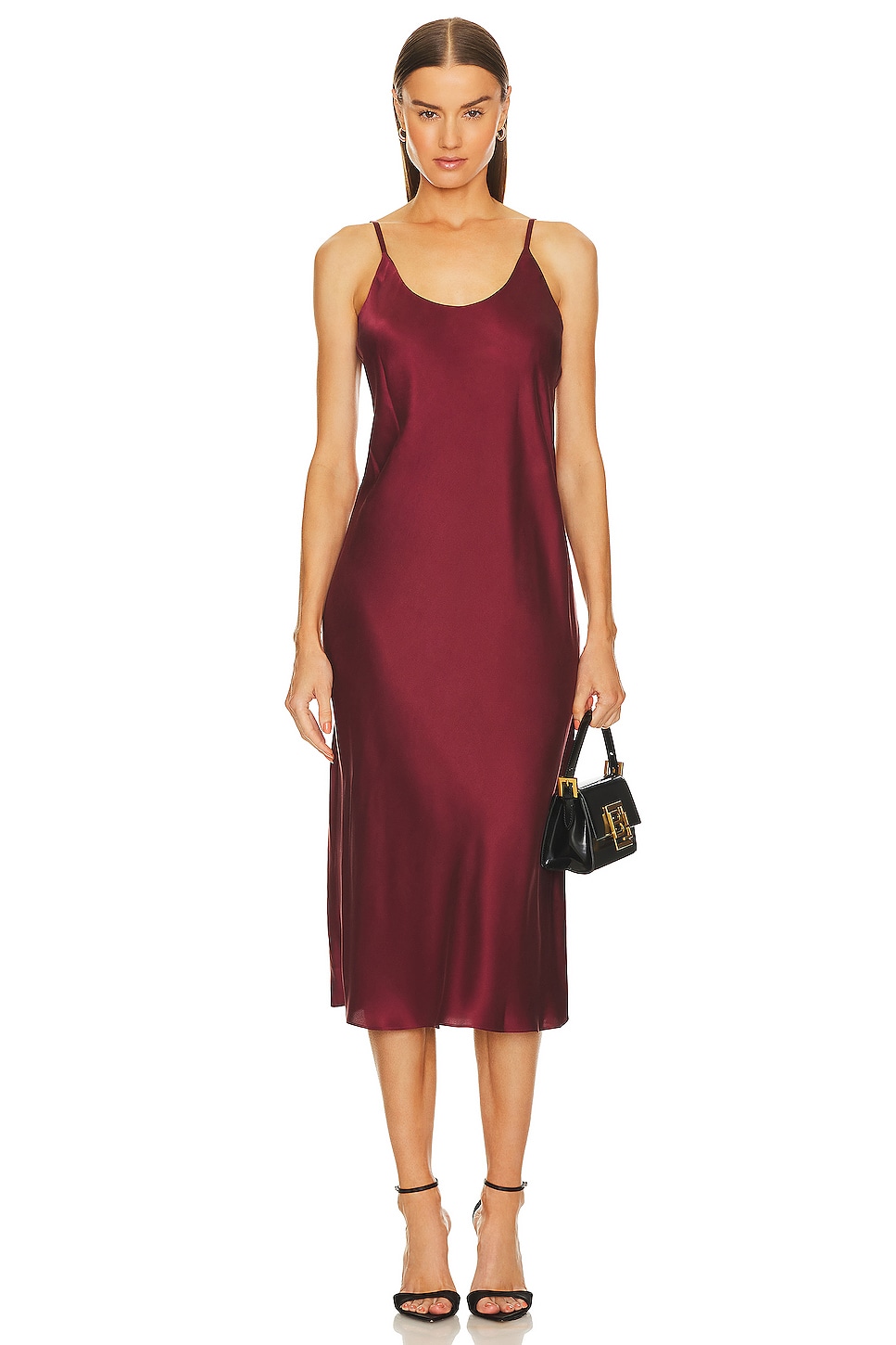 Платье LUNYA Washable Silk Bias Slip, цвет Calliope Wine цена и фото