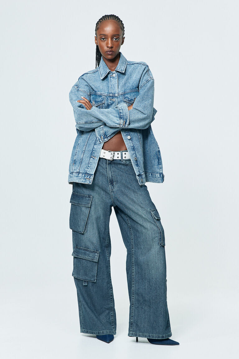 

Широкие джинсы карго H&M, синий