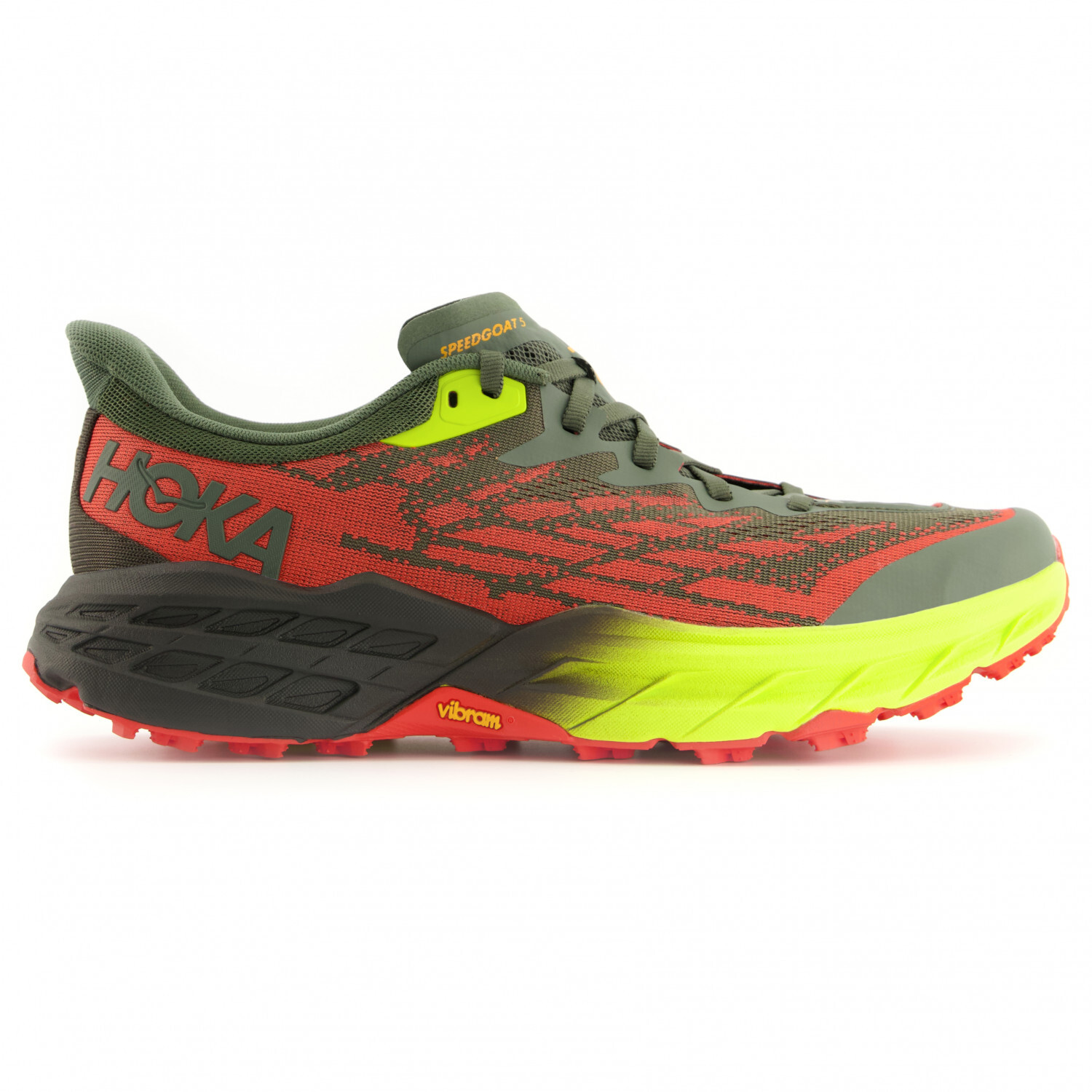 

Кроссовки для бега по пересеченной местности Hoka Speedgoat 5, цвет Thyme/Fiesta