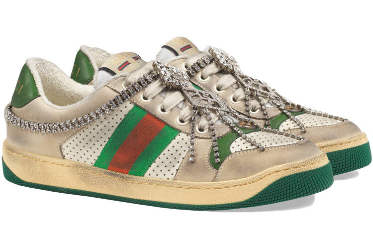 

Кроссовки GUCCI Wmns Screener With Crystals, бежевый/красный/зеленый
