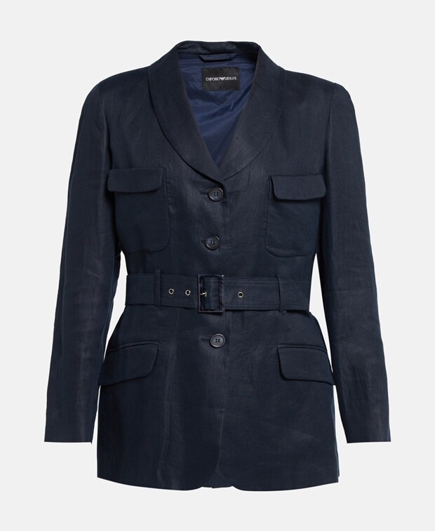 

Льняной пиджак Emporio Armani, темно-синий