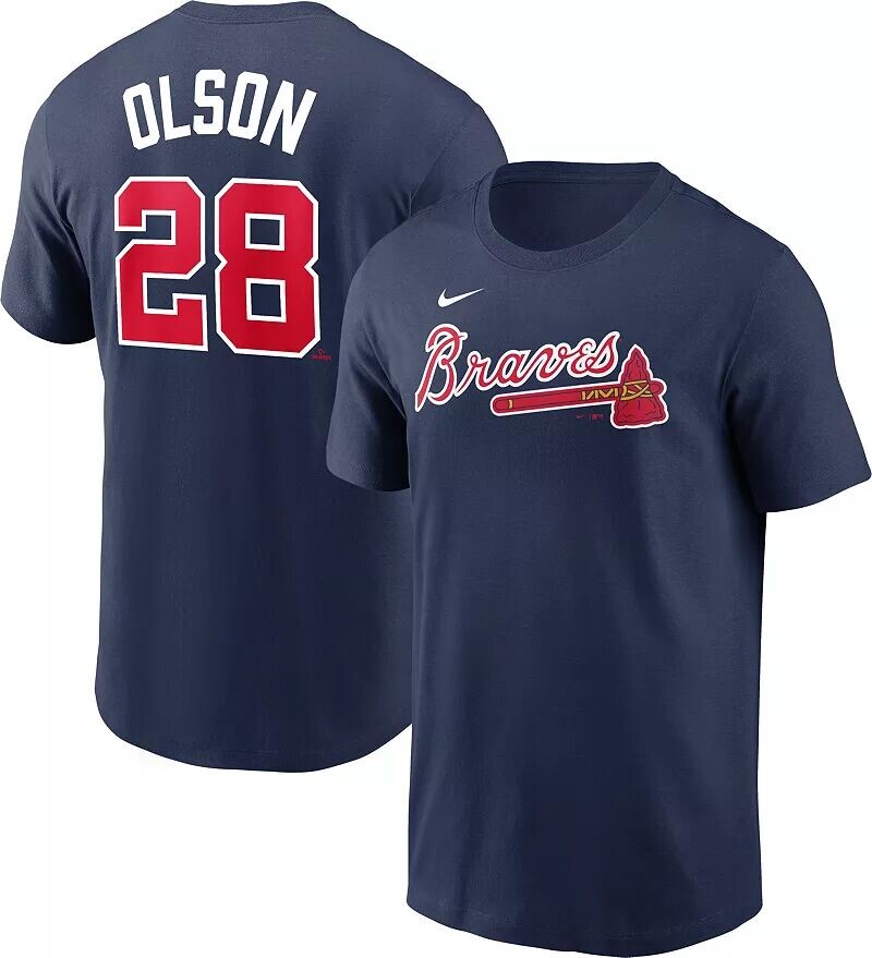 

Мужская темно-синяя футболка Nike Atlanta Braves Matt Olson #28
