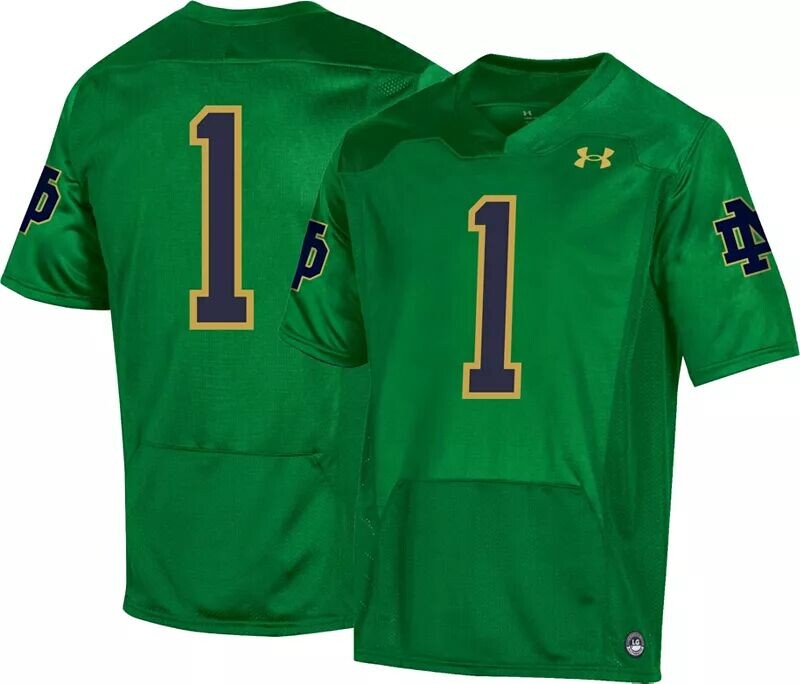 

Мужская зеленая футбольная майка Under Armour Notre Dame Fighting Irish #1