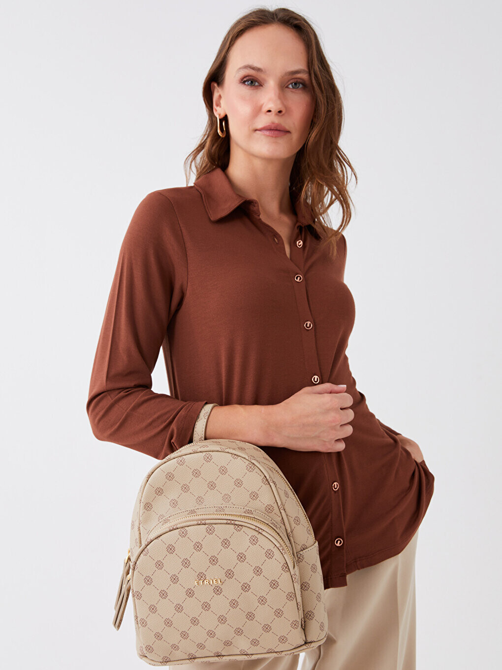 

Женский рюкзак с рисунком LCW ACCESSORIES, бежевый