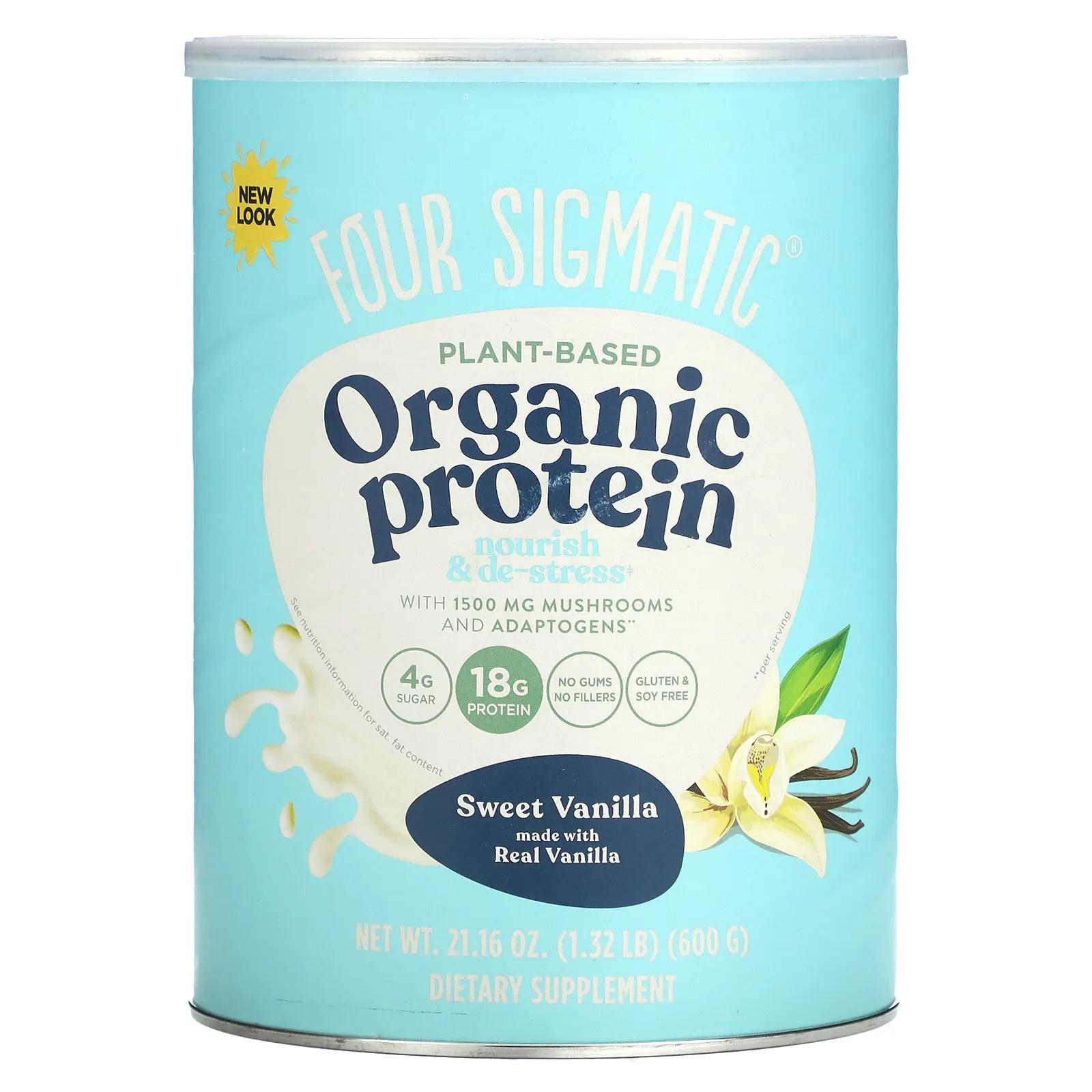 Four Sigmatic Растительный протеин с восстановлением суперпродуктов - Сладкая ваниль 21,16 унции