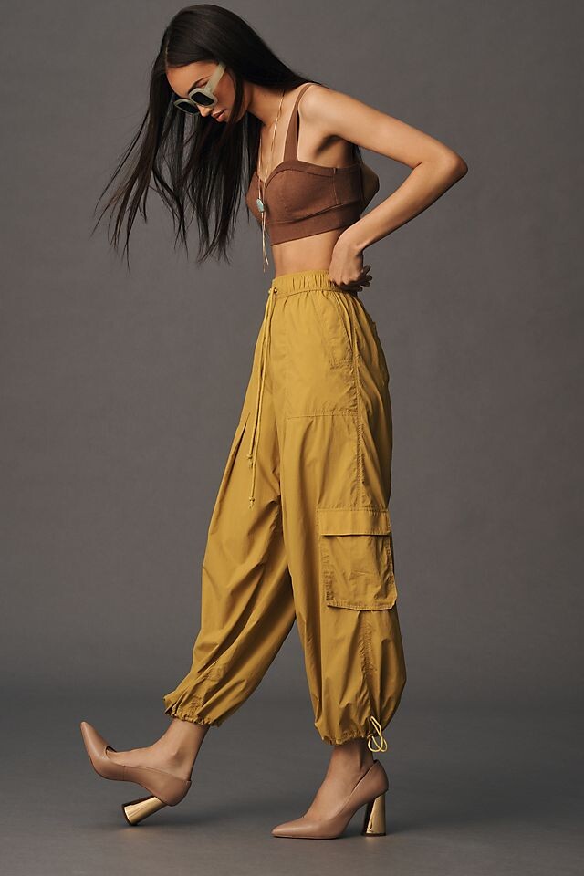 

Штаны Anthropologie Parachute для ежедневной практики, citronelle