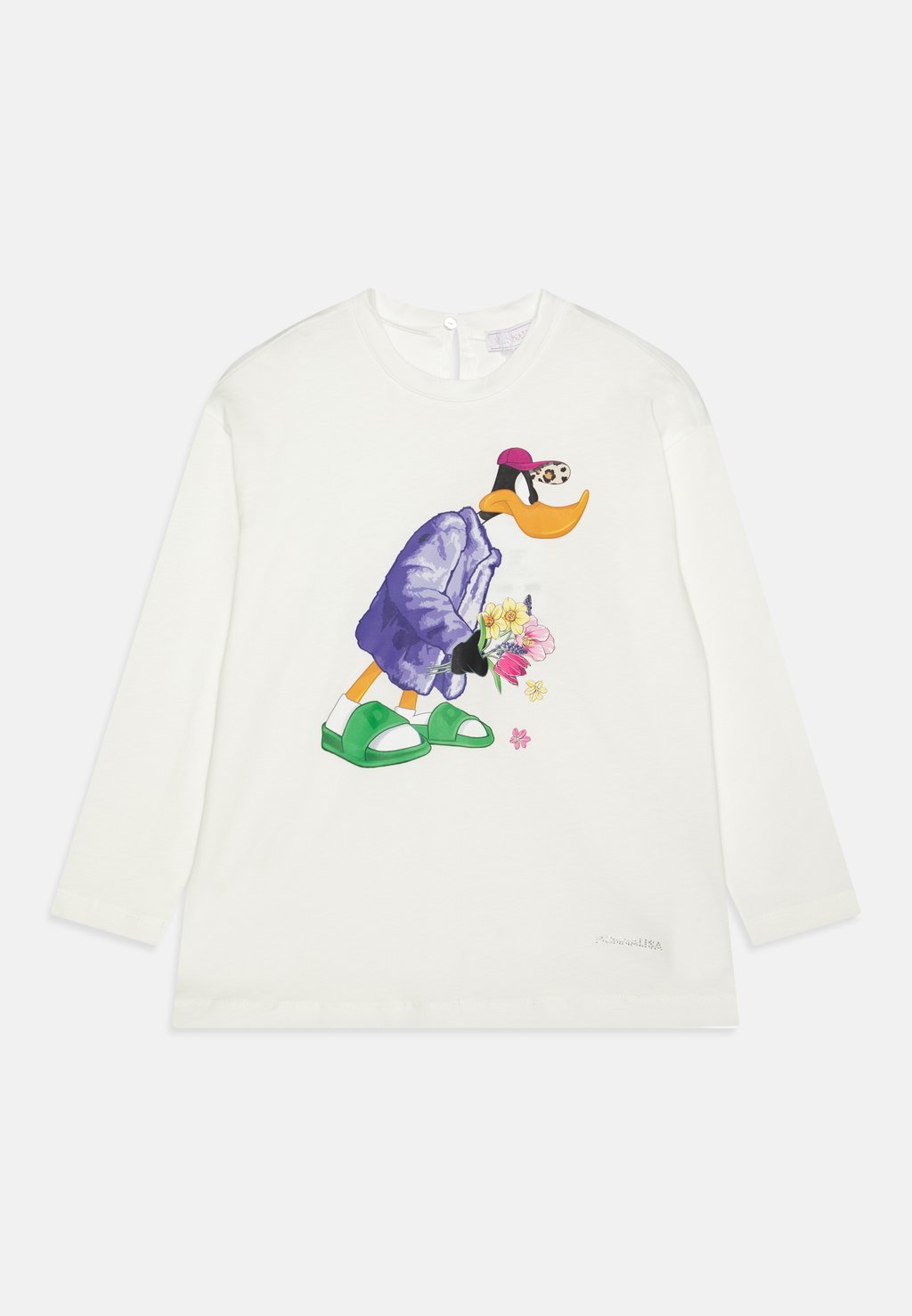 

Футболка с длинным рукавом Looney Tunes Daffy Duck Maxi Pop Stop Monnalisa, цвет panna