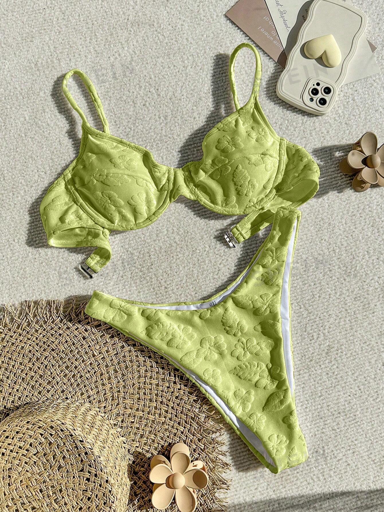 Женский однотонный жаккардовый купальник, оливково-зеленый женский купальник бикини треугольный купальный костюм пляжная одежда