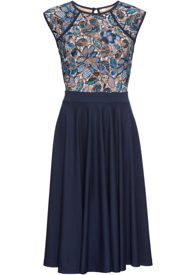 Платье миди с кружевной вставкой Bodyflirt Boutique, синий платье с сетчатой вставкой bodyflirt boutique синий