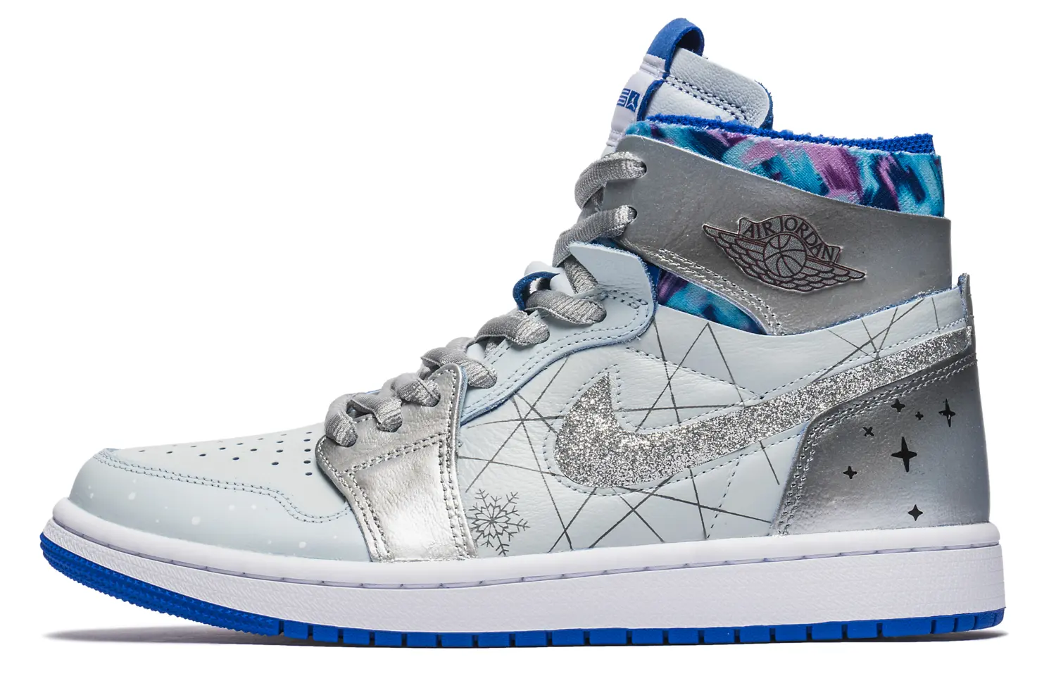 

Кроссовки Air Jordan 1 Vintage Basketball Shoes Women's High-top Blue/Silver, серебряный