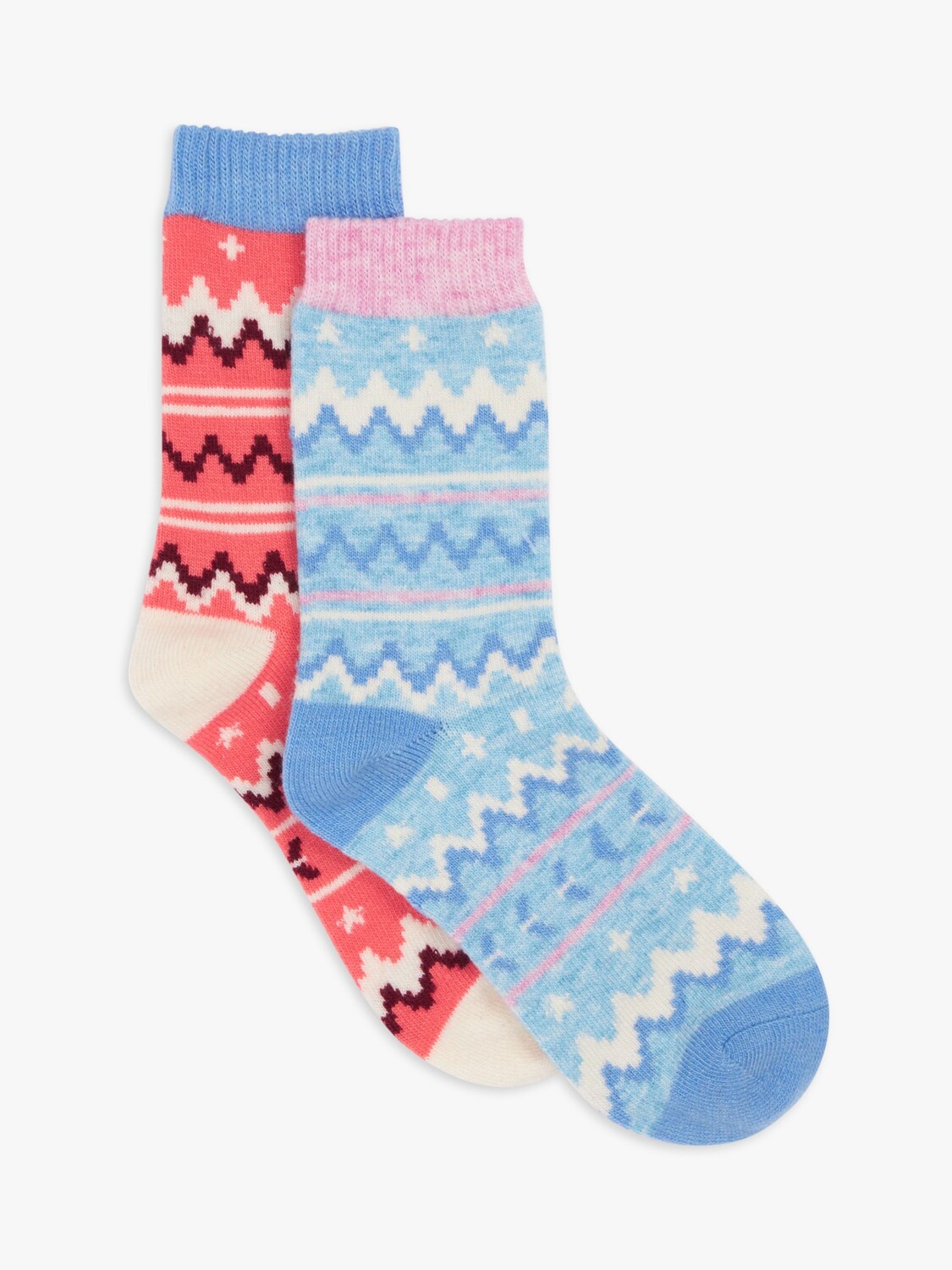 

Носки Fairisle из смесовой шерсти до щиколотки John Lewis, синий/розовый