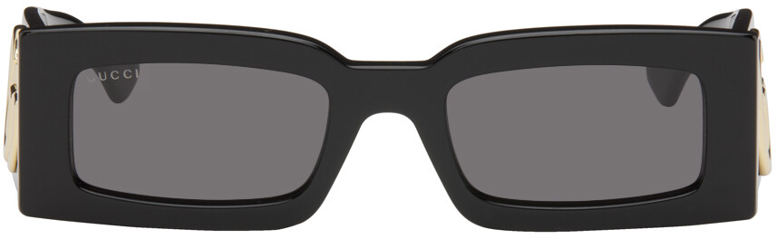 

Черные прямоугольные солнцезащитные очки Gucci, цвет Black/Black/Grey