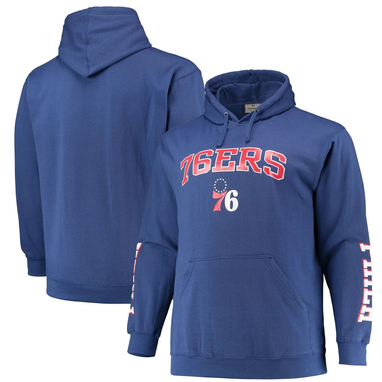 

Мужской пуловер с капюшоном и фирменной надписью Royal Philadelphia 76ers Big & Tall Team Fanatics