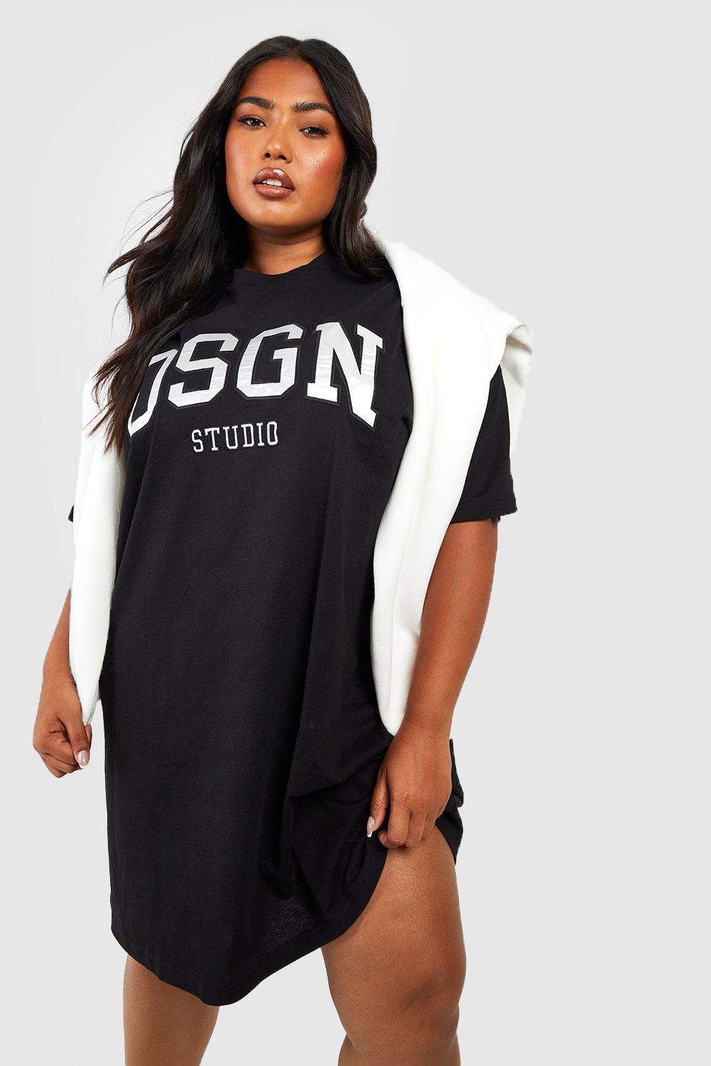 Платье-футболка оверсайз dsgn studio с аппликациями Boohoo, черный спортивные шорты dsgn studio с аппликациями boohoo серый