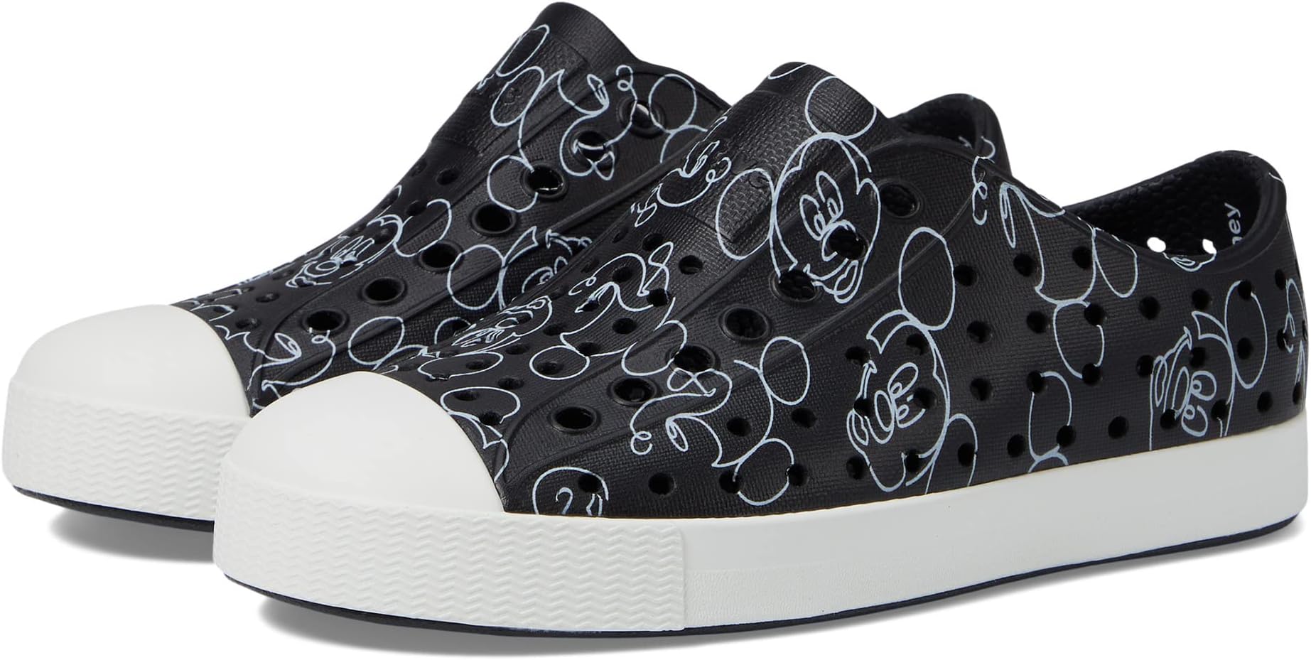 Кроссовки Jefferson Print Slip-On Sneakers Native Shoes Kids, цвет Jiffy Black/Shell White/Mickey Doodle All Over Print