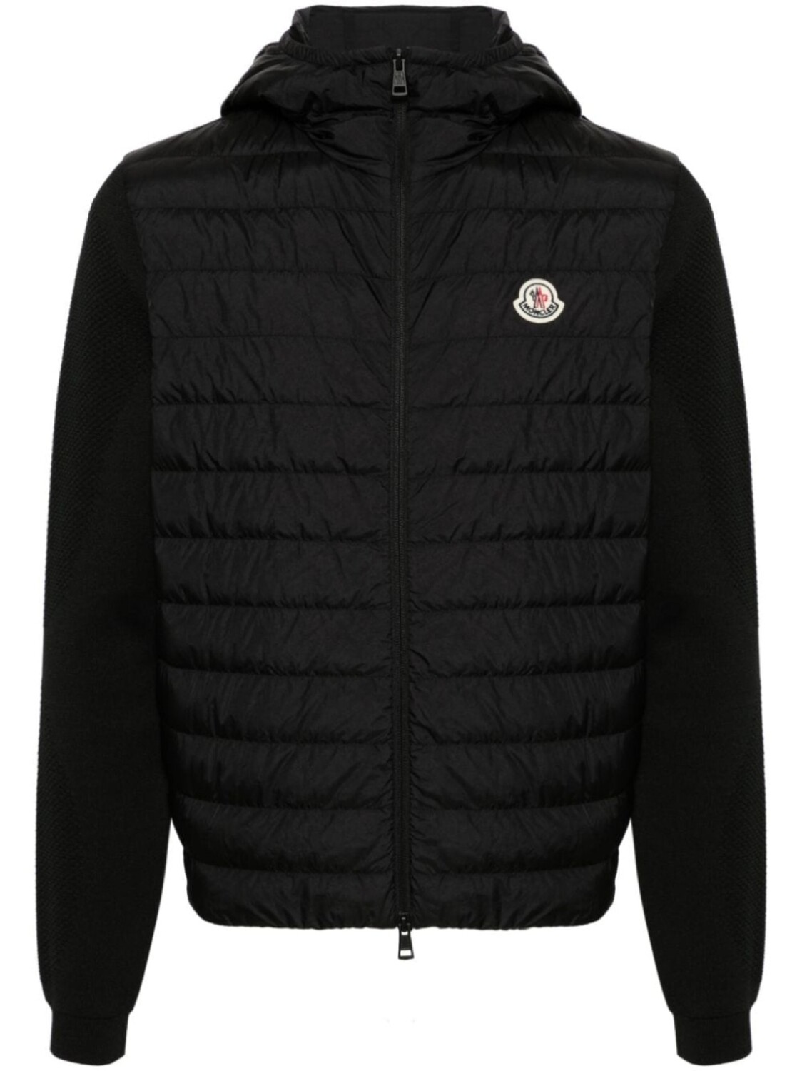 

Moncler пуховик с капюшоном и вязаными вставками, черный