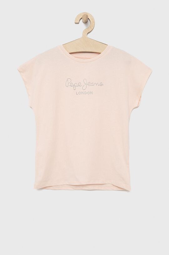 

Детская хлопковая футболка Pepe Jeans, розовый