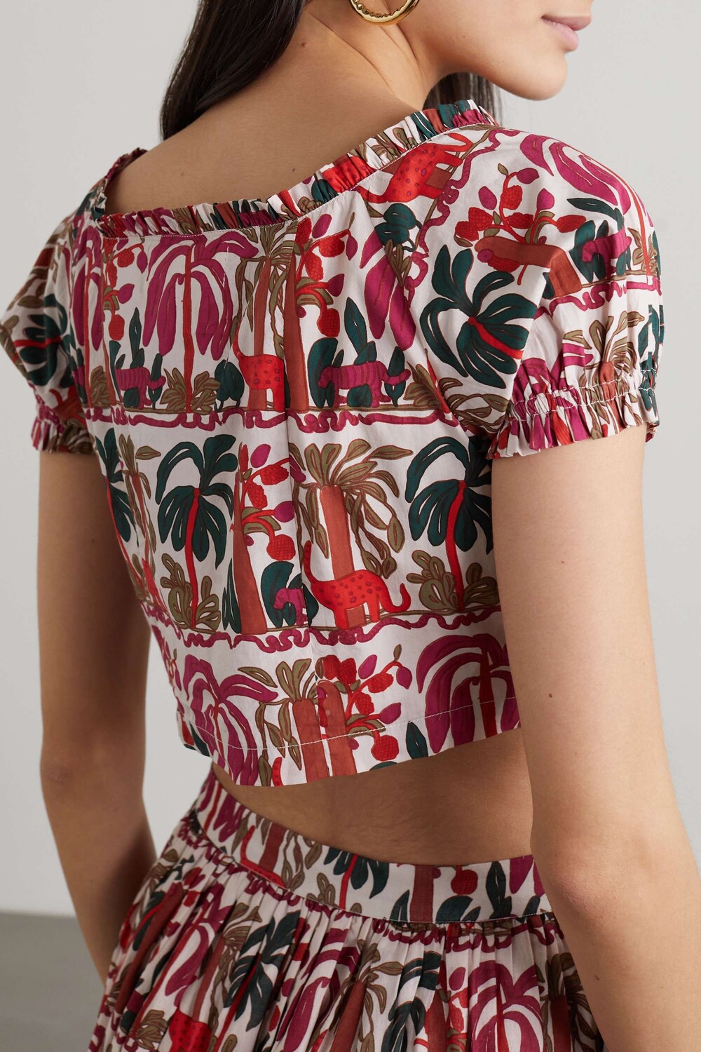 

EMPORIO SIRENUSE топ с принтом Where Is My Head At из хлопка и вуали, розовый