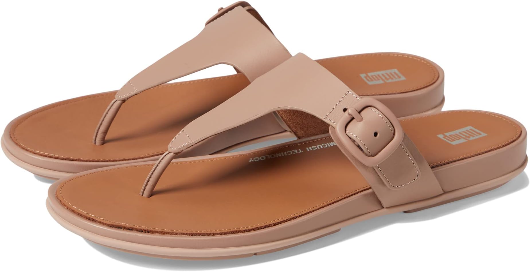 

Шлепанцы Gracie Rubber-Buckle Leather Toe Post Sandals FitFlop, бежевый