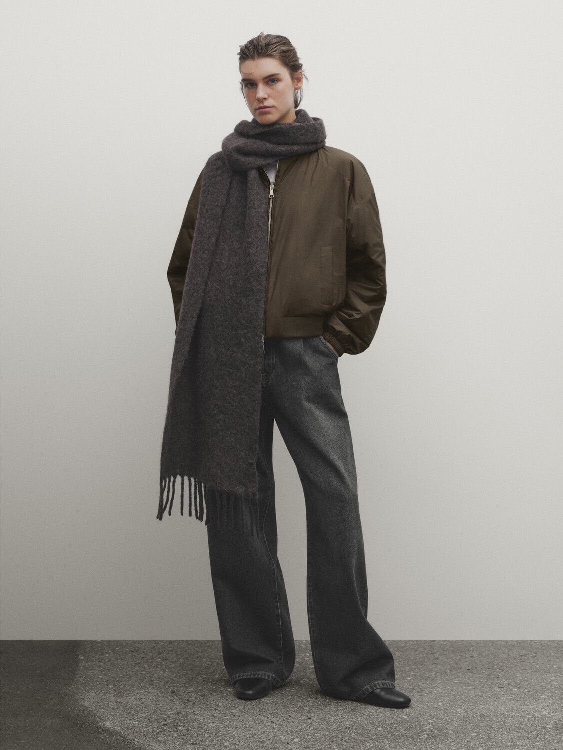 

Двусторонняя куртка-бомбер с сумочкой для маленьки Massimo Dutti, хаки