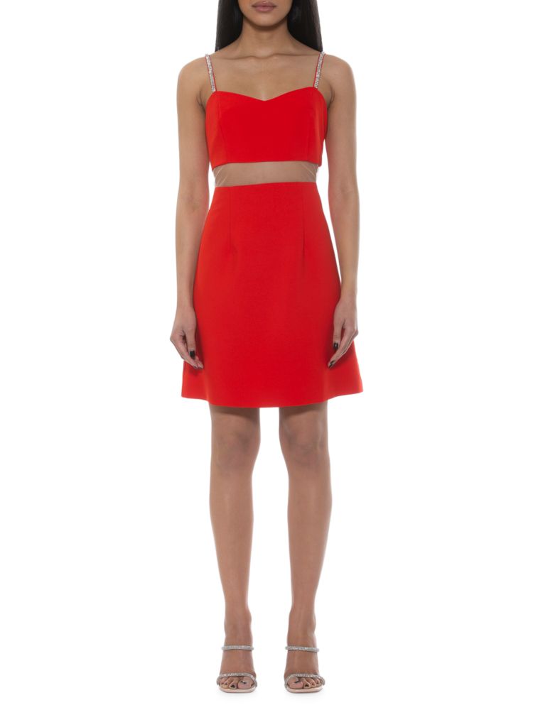 Мини-платье Eloise Illusion с расклешенным кроем Alexia Admor, красный