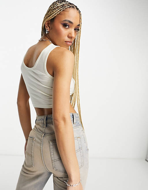 

Белый укороченный топ в полоску Santa Cruz Peace эксклюзивно на ASOS