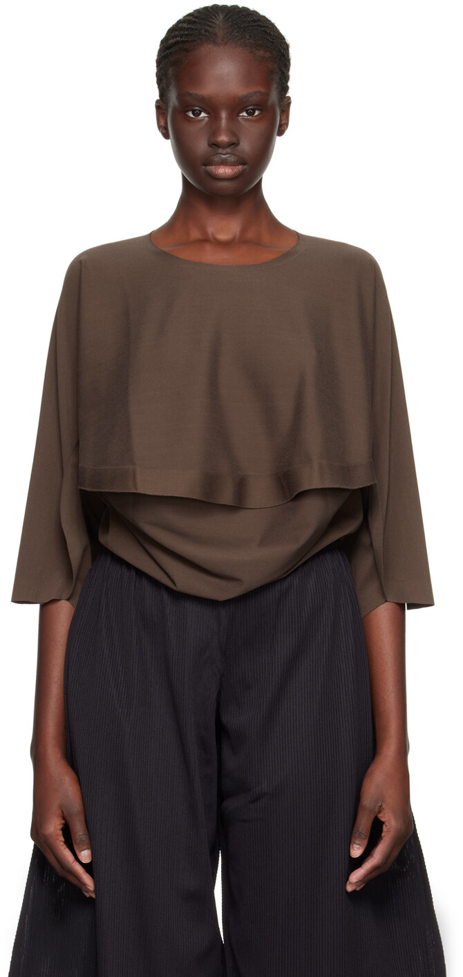

Коричневая футболка A-Poc Roar Темная Pleats Please Issey Miyake, Коричневый