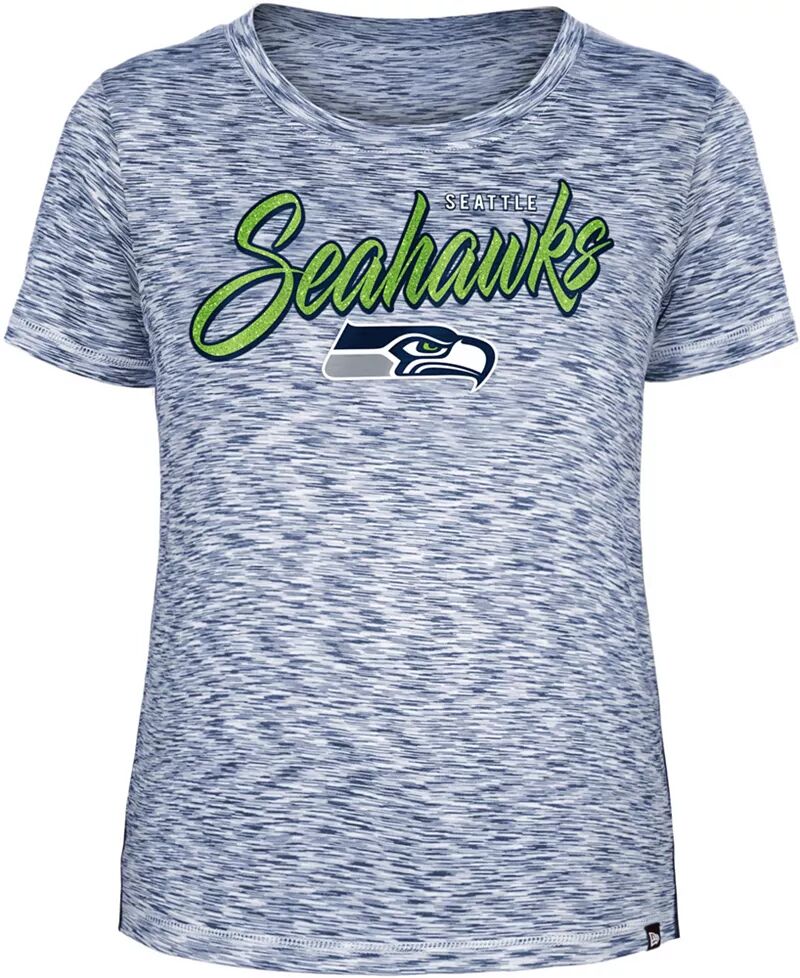 

Женская темно-синяя футболка с блестками New Era Seattle Seahawks Space Dye