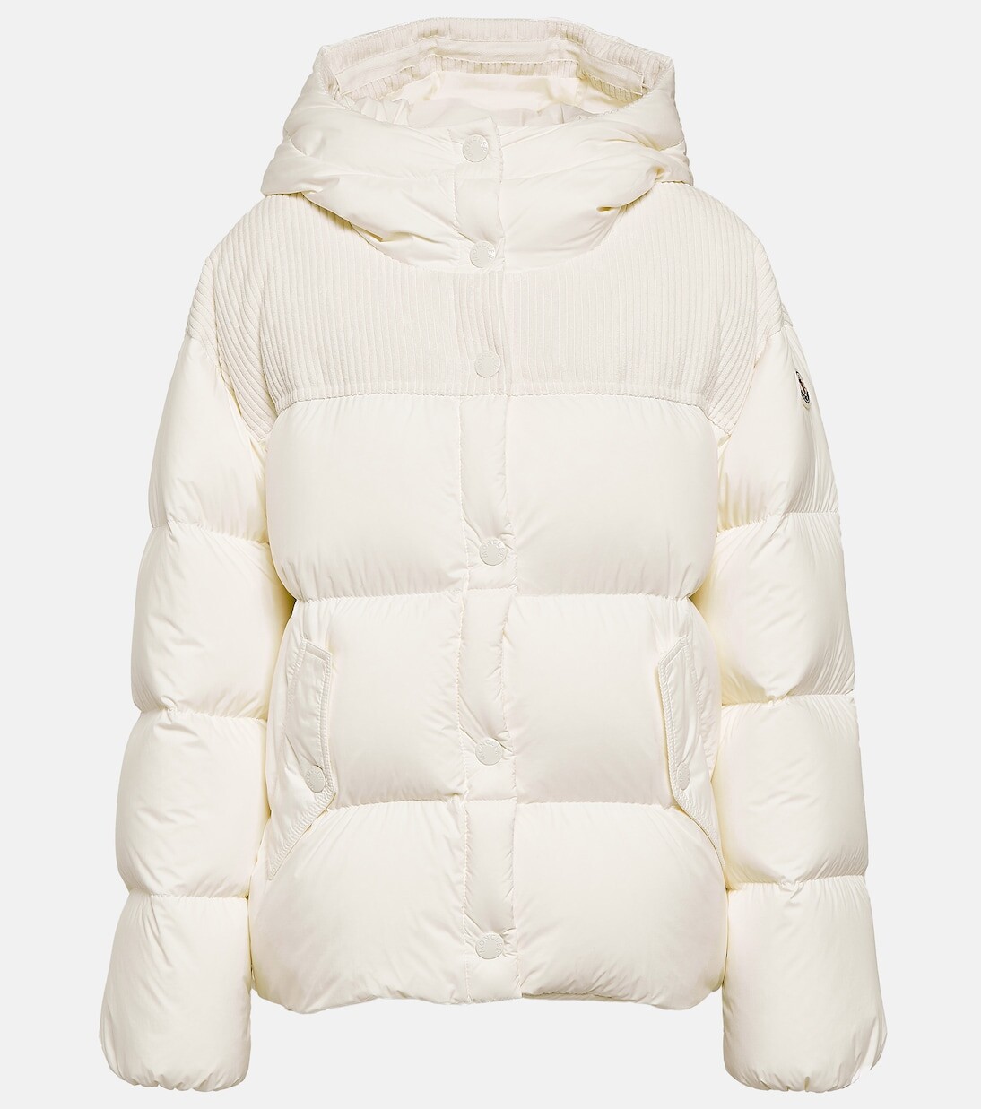 

Пуховик jaseur с вельветовыми вставками Moncler, белый