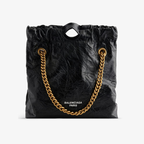 

Кожаная сумка-тоут crush с фирменной бляшкой Balenciaga, черный