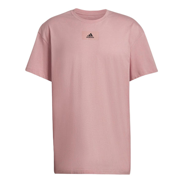 Футболка Men's adidas Solid Color Logo Casual Loose Short Sleeve Pink T-Shirt, мультиколор футболка adidas solid color logo casual short sleeve black t shirt черный