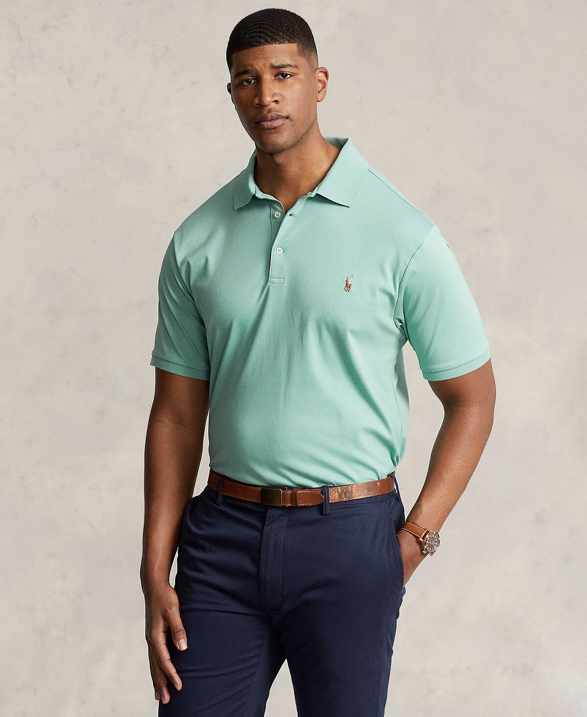 

Мужская рубашка-поло из мягкого хлопка больших и высоких размеров Polo Ralph Lauren