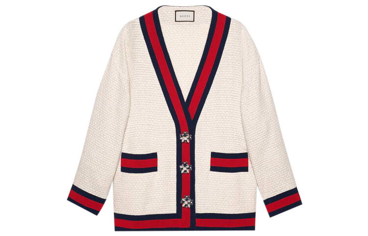 

Жакет Gucci твидовый, белый/красный/синий