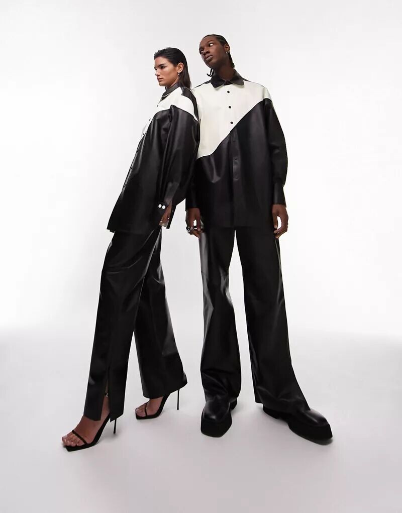 

Черные кожаные джоггеры TSTM Unisex Premium Limited Edition Topman