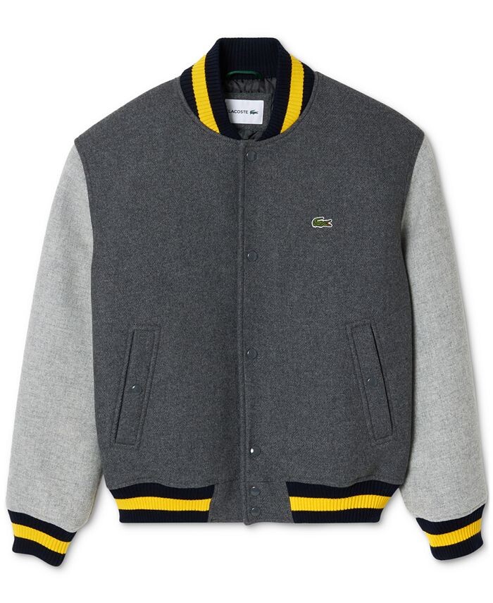 

Мужская университетская куртка в полоску с цветными блоками Lacoste, белый