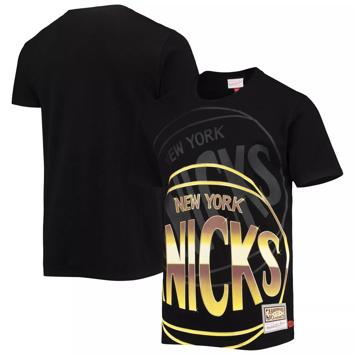 

Мужская черная футболка Mitchell & Ness New York Knicks Big & Tall Hardwood Classics Big Face 4.0, Черный