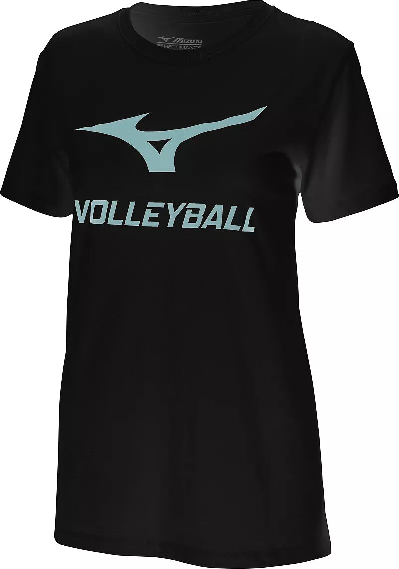 Женская футболка с рисунком Mizuno для волейбола, черный/бирюзовый