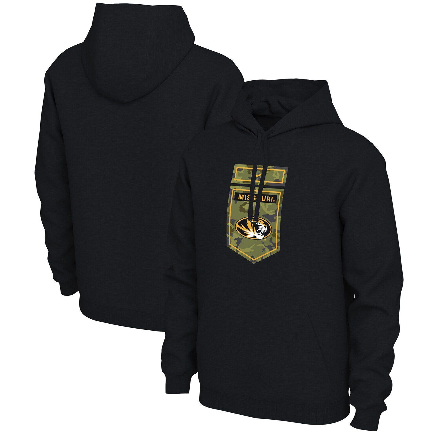 

Мужской черный пуловер с капюшоном Missouri Tigers Veterans Camo Nike