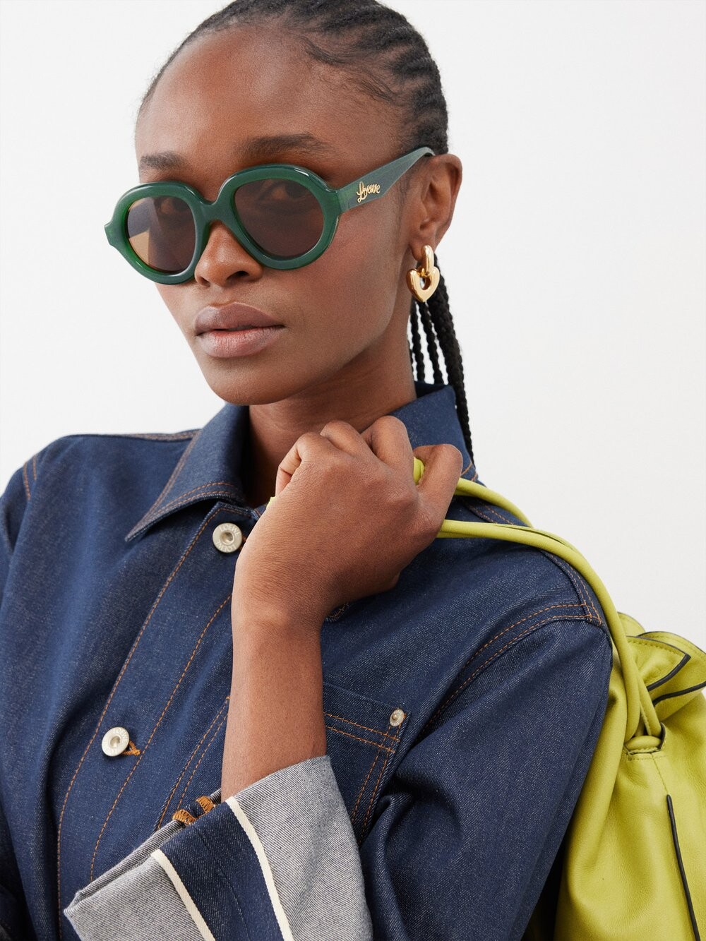

Круглые солнцезащитные очки-авиаторы из ацетата LOEWE, зеленый