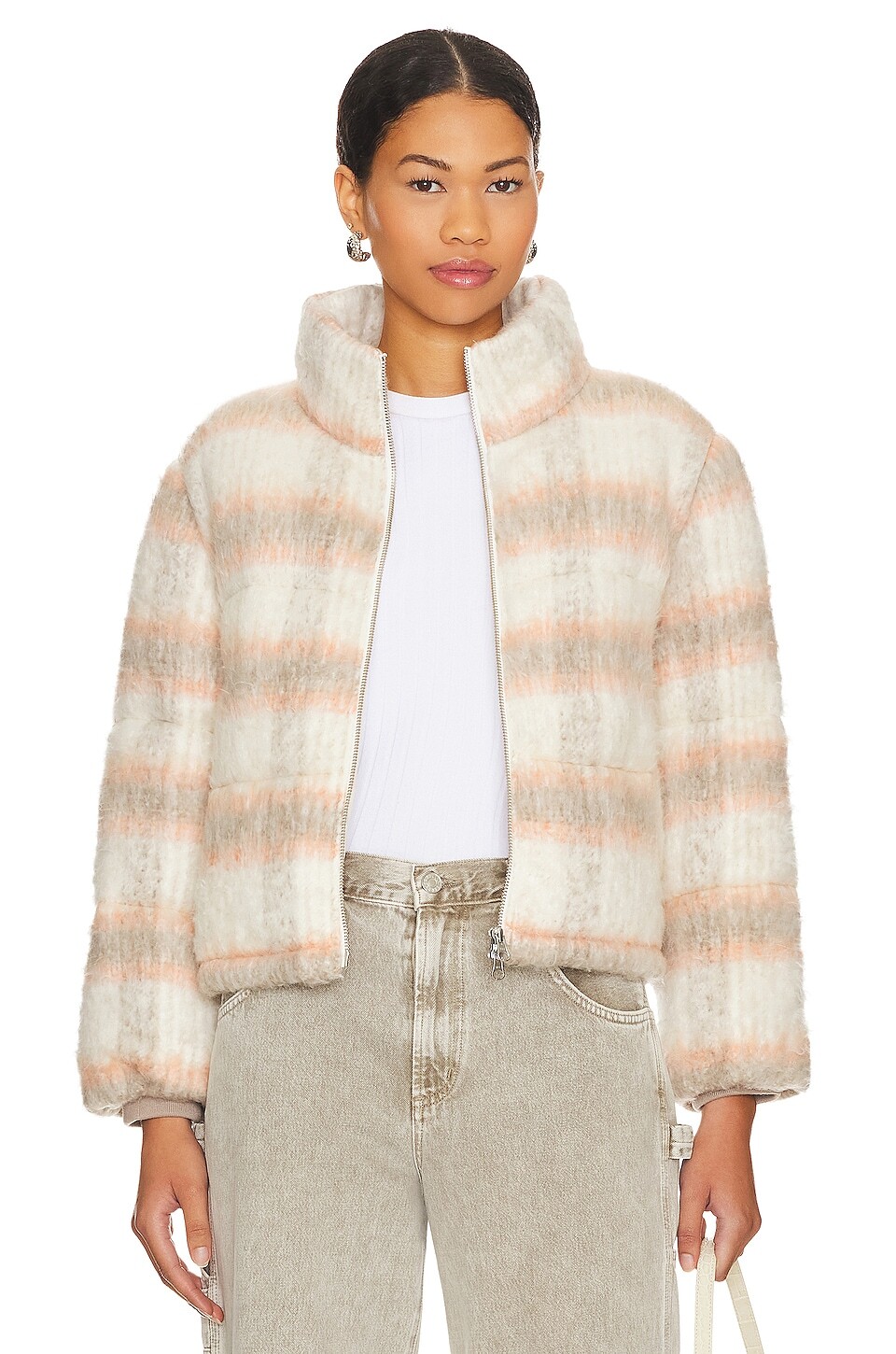 

Пуховик Central Park West Finley Plaid Puffer, цвет Ivory Plaid