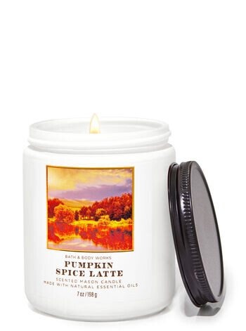 

Свеча Mason с одним фитилем Pumpkin Spice Latte, 7 oz / 198 g, Bath and Body Works