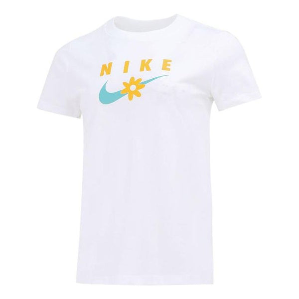 

Футболка (WMNS) Nike Sportswear Plant Flowers Logo Printing Round Neck Short Sleeve White T-Shirt, белый