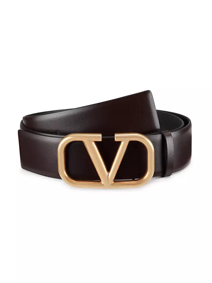 

Кожаный ремень с логотипом Valentino Garavani, цвет chocolate nero