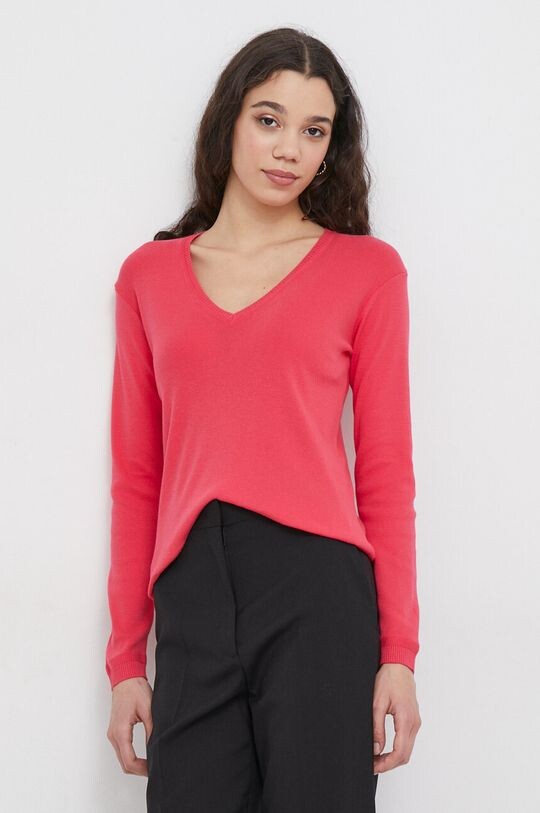 

Хлопковый свитер United Colors of Benetton, розовый