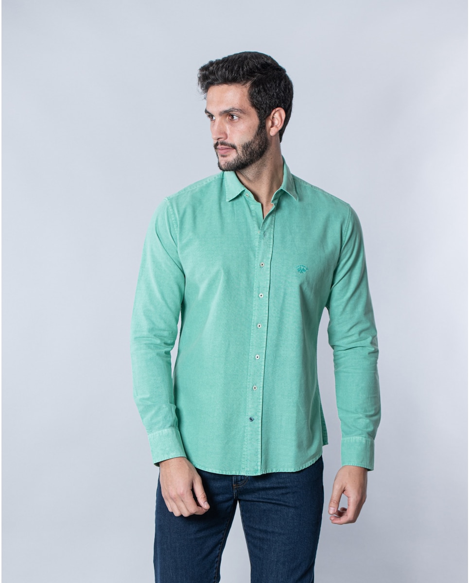 цена Однотонная мужская оксфордская рубашка зеленого цвета Spagnolo, зеленый