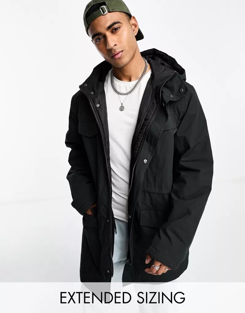 

Черная оверсайз-парка ASOS