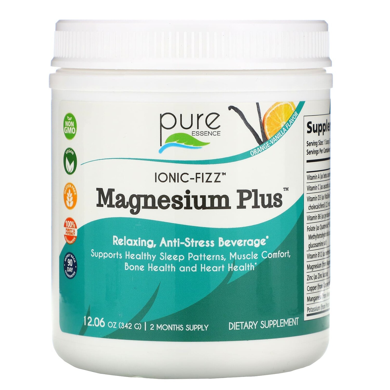 

Ionic-Fizz Magnesium Plus, апельсин и ваниль, 342 г (12,06 унции), Pure Essence