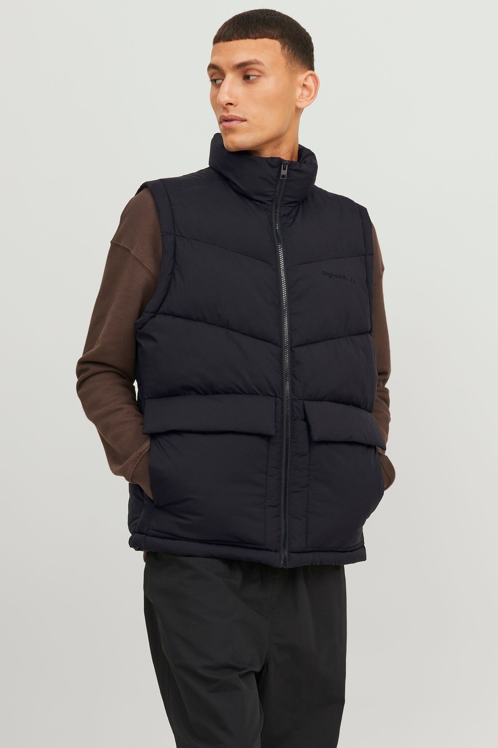 Утепленный жилет с карманом Jack & Jones, черный