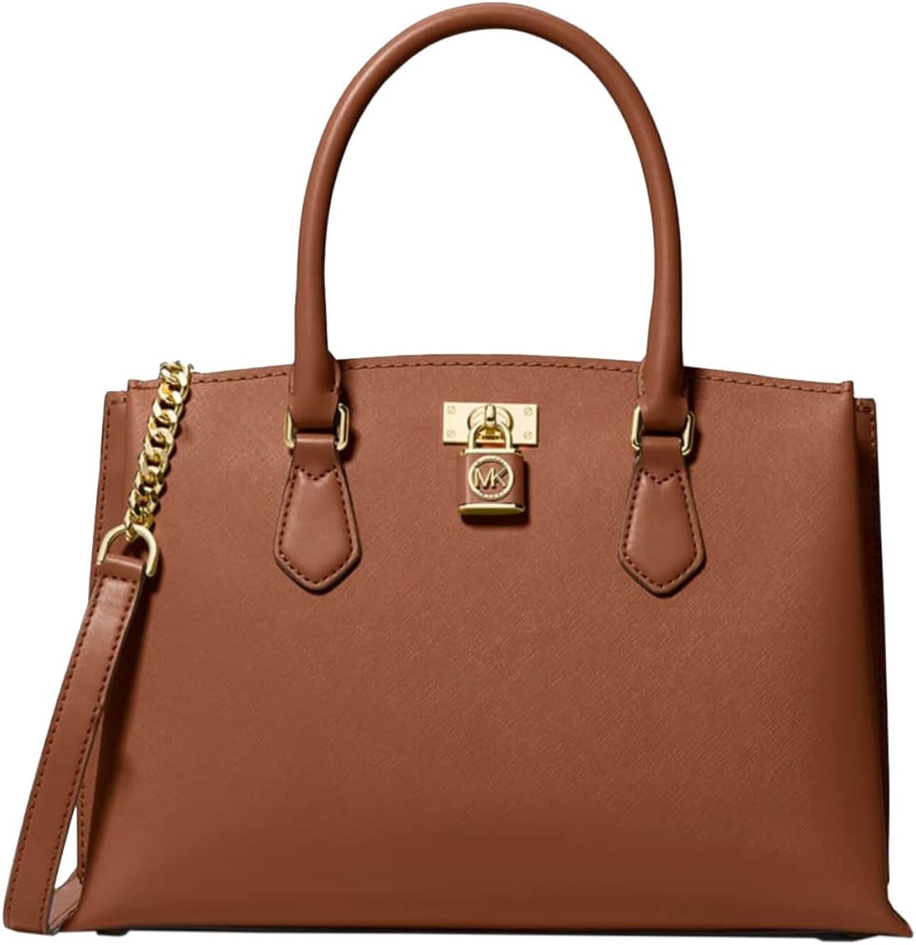 

Женская рубиновая кожаная сумка-саквояж MIchael Michael Kors среднего размера, коричневый